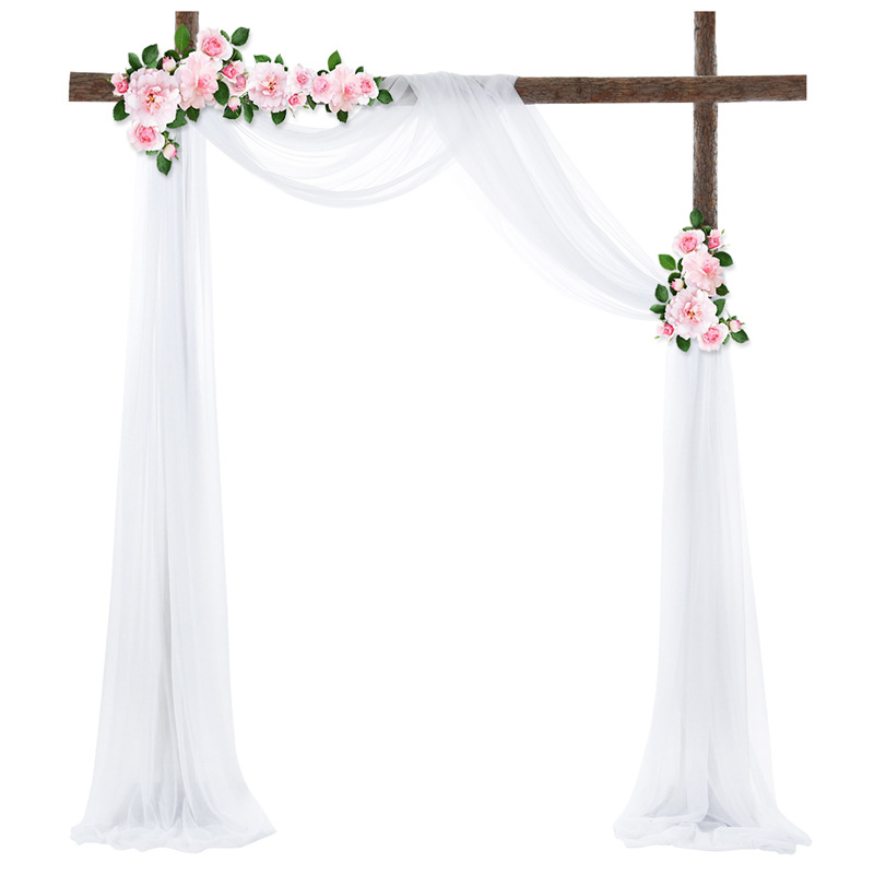 Picture of Cross-Border Popular Wedding Forest Lawn Outdoor Arch Decoration Wedding Arrangement Curtain Pearl Chiffon Gauze Curtain