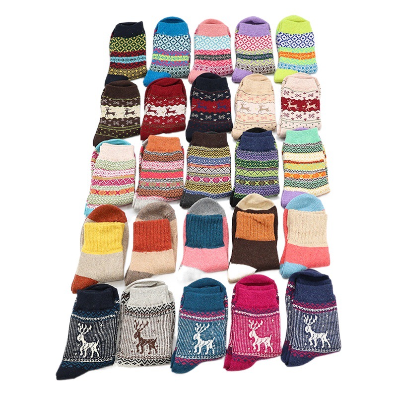 Haining Wool Socks Wholesale Wool Socks Autumn and Winter Thickened Warm Wool Socks Retro Smiley Winter Socks Wool Socks Wholesale