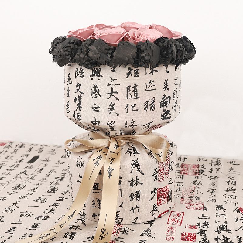 Changyi Wholesale Lanting Preface Small Fragrance Floral Art Cloth Textile Cloth National Style Calligraphy Wrapping Paper Flowers Background Cloth