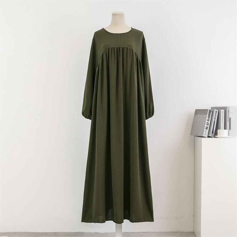 Picture of Cross-border Foreign Trade Muslim Loose plus size Long-sleeved Solid Color Pullover Robe Skirt Over-the-knee Long Skirt dress