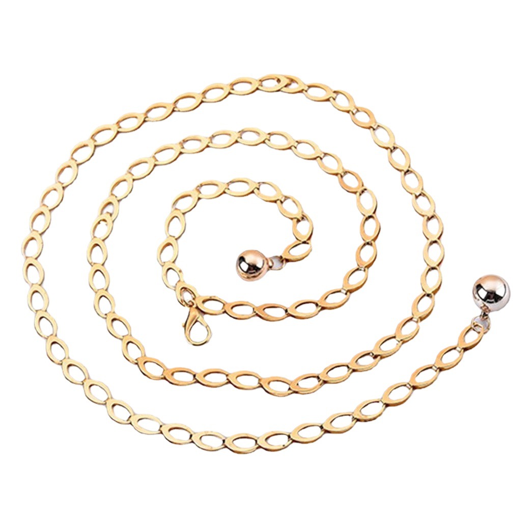 European and American Cross-Border Jewelry Spot New Metal Geometric Chain Waist Chain Women's Retro Versatile Single-Layer Body Chain Decoration
