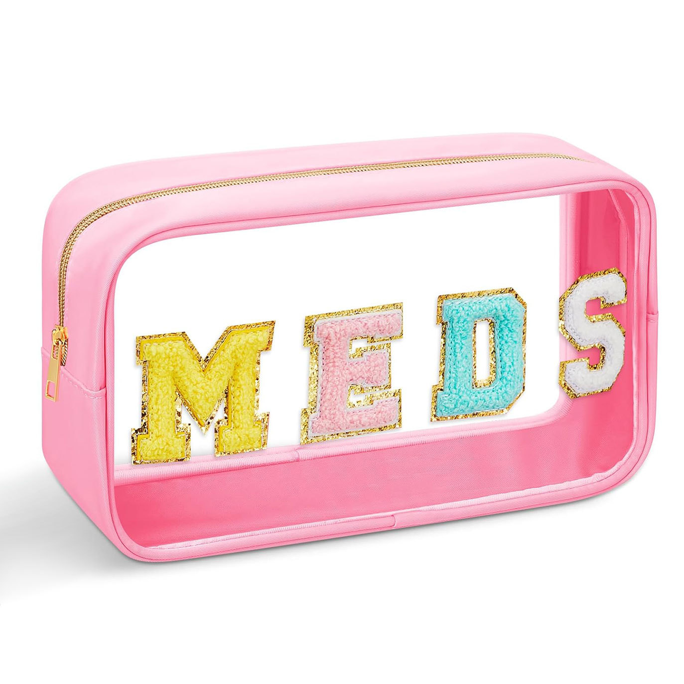 Picture of Amazon Chenille MEDS Waterproof Transparent PVC Letters Cosmetic Bag Travel Toiletry Bag Large Capacity Cosmetic Bag