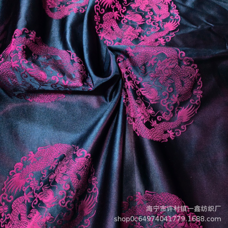 Human silk bud forged double dragon group fabric Tang costume children's clothing Tibetan robe Mongolian robe Chinese style