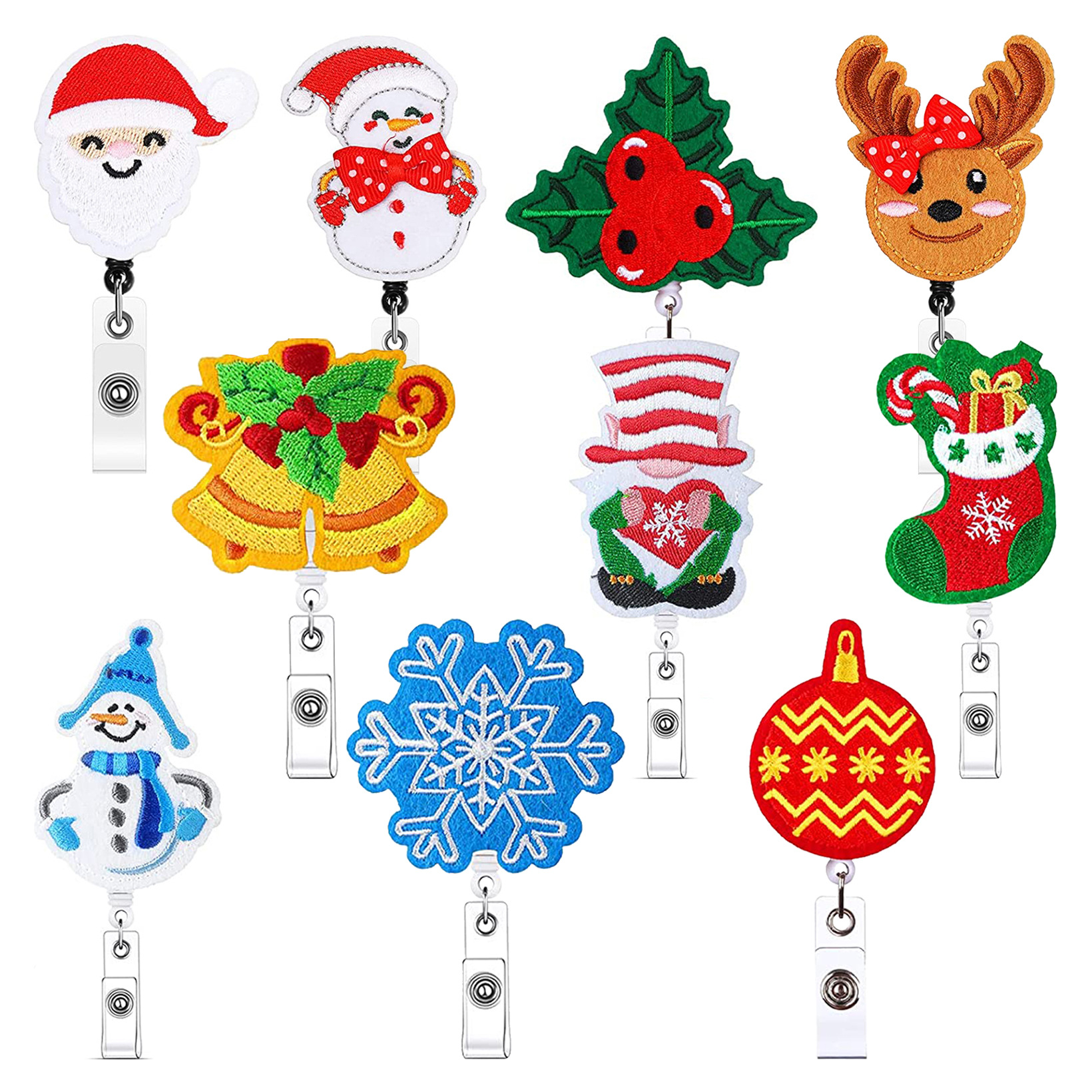 Handmade embroidery Christmas felt easy pull buckle easy pull snowflake snowman elk retractable rotating easy pull gift