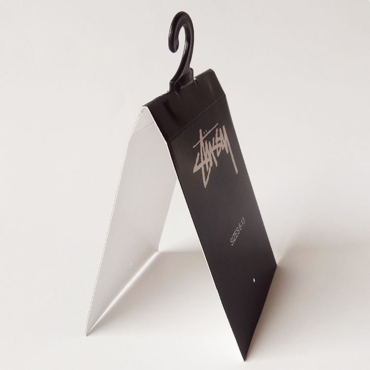 In-Stock Black Socks with Card, Sourced from the Factory, Simple Style Packaging Paper Card Printing, Coated Paper, Folded Card Header