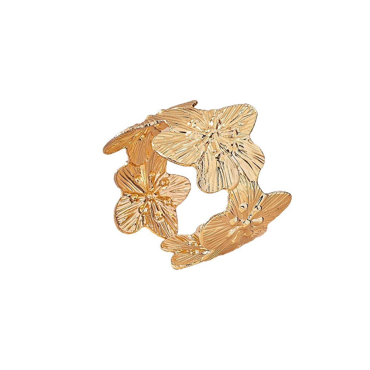 Picture of Internet Celebrity New Ins Cold Style Flower Earrings Ring Bracelet suit Women's Niche Design Sense Opening Hand Jewelry