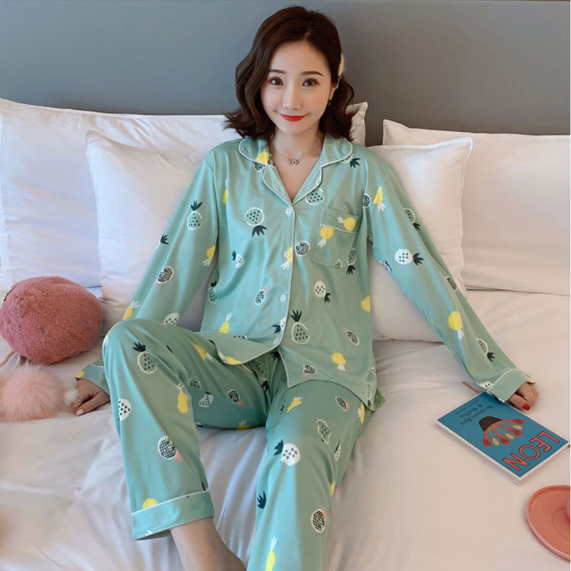 Picture of Japanese Pajamas Women's Spring and Autumn Long Sleeve Cardigan Cute Printed Radish Student Home Clothes suit Cross-border Southeast Asia