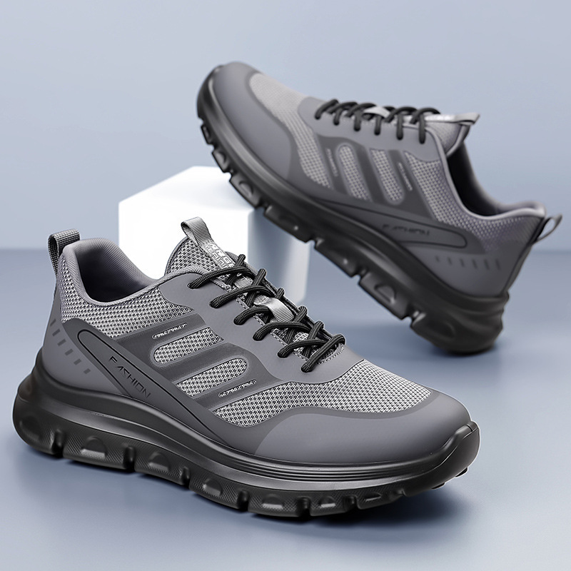 Men's Shoes 2025 Autumn and Winter New Mesh Outdoor Hiking Shoes Men's Casual Sports Trendy Shoes Thick-Soled Running Shoes