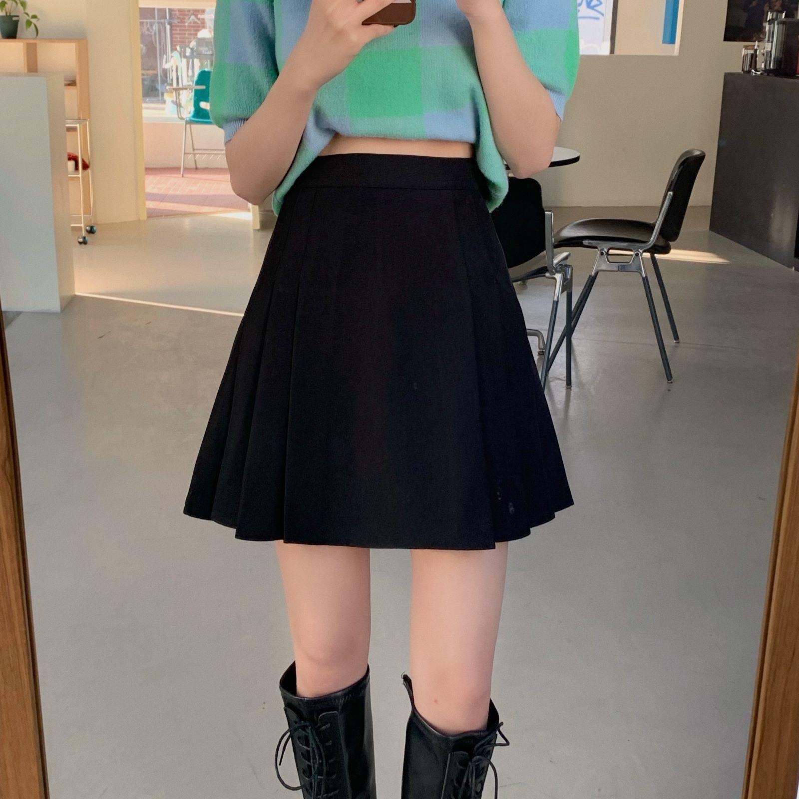 Autumn 2024 New plus size Black Pleated Skirt Women's chubby girl Elegant High Waist A- word Slim Sheath Skirt