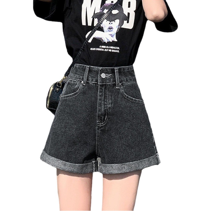 Curling jeans women's high waist slimming casual shorts summer 2022 new hot pants thin loose wide leg pants