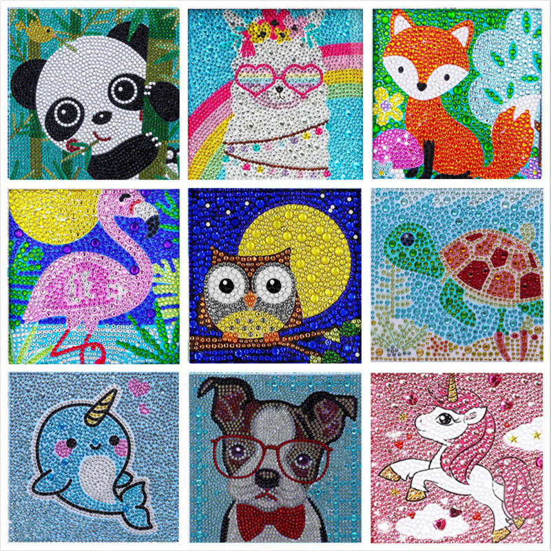 Shake the sound fast hand short video live with goods 5d Diamond painting children's cartoon Crystal round diamond gift toy size Diamond