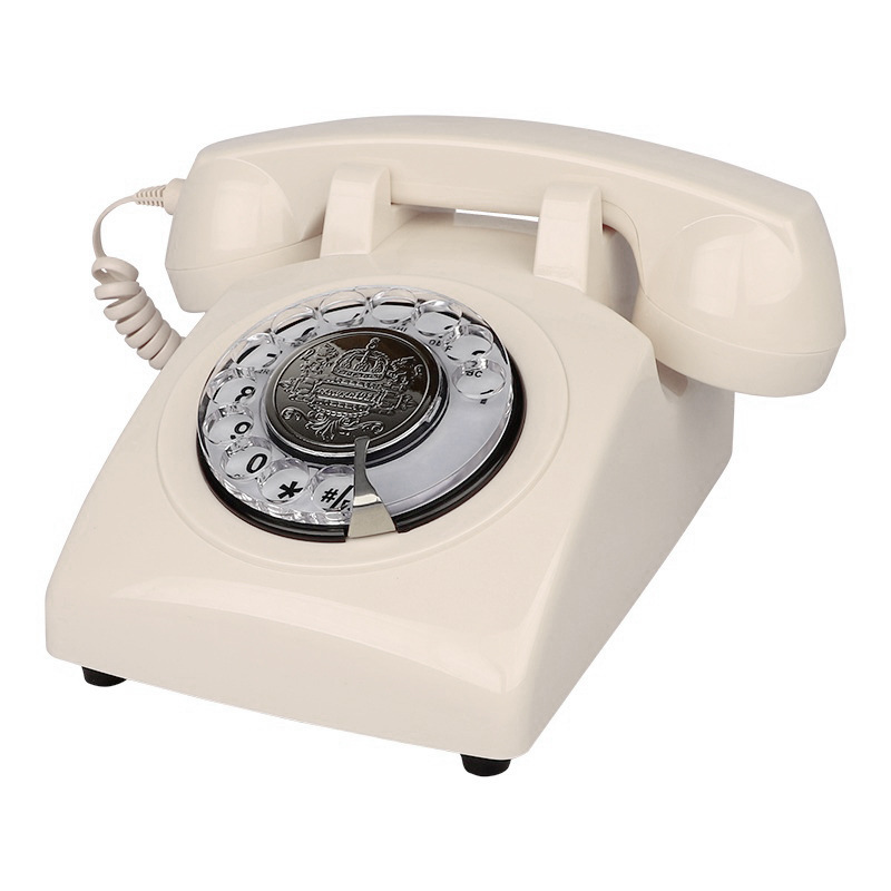 Picture of American Antique Telephone Rotating Classic Retro Machine Metal Mechanical Copper Ringtone Fixed Corded Telephone