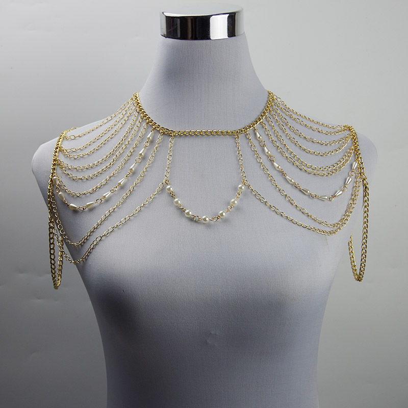 Picture of body chain jewelry European and American simple chain multi-layer shoulder chain body chain European and American exaggerated necklace