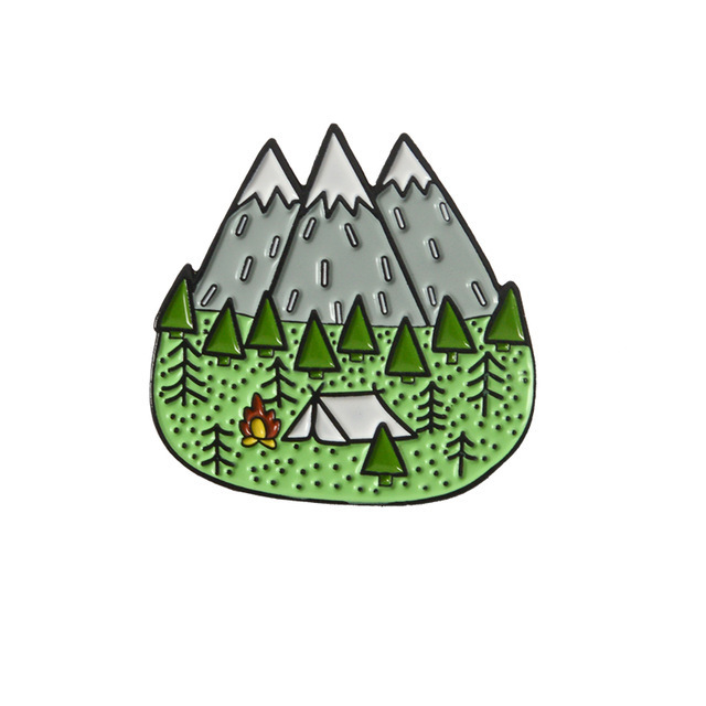 Picture of Oil dripping paint alloy brooch heart Cup EXPLORE outdoor adventure ticket hourglass pin brooch