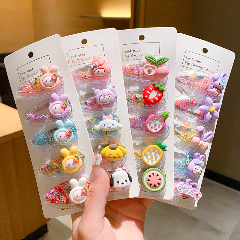 Picture of Children's Hairpin Girls' Headwear Side Side Bangs Clip Kids Baby's quicksand Clip Princess Cute Broken Hairpin bb Clip