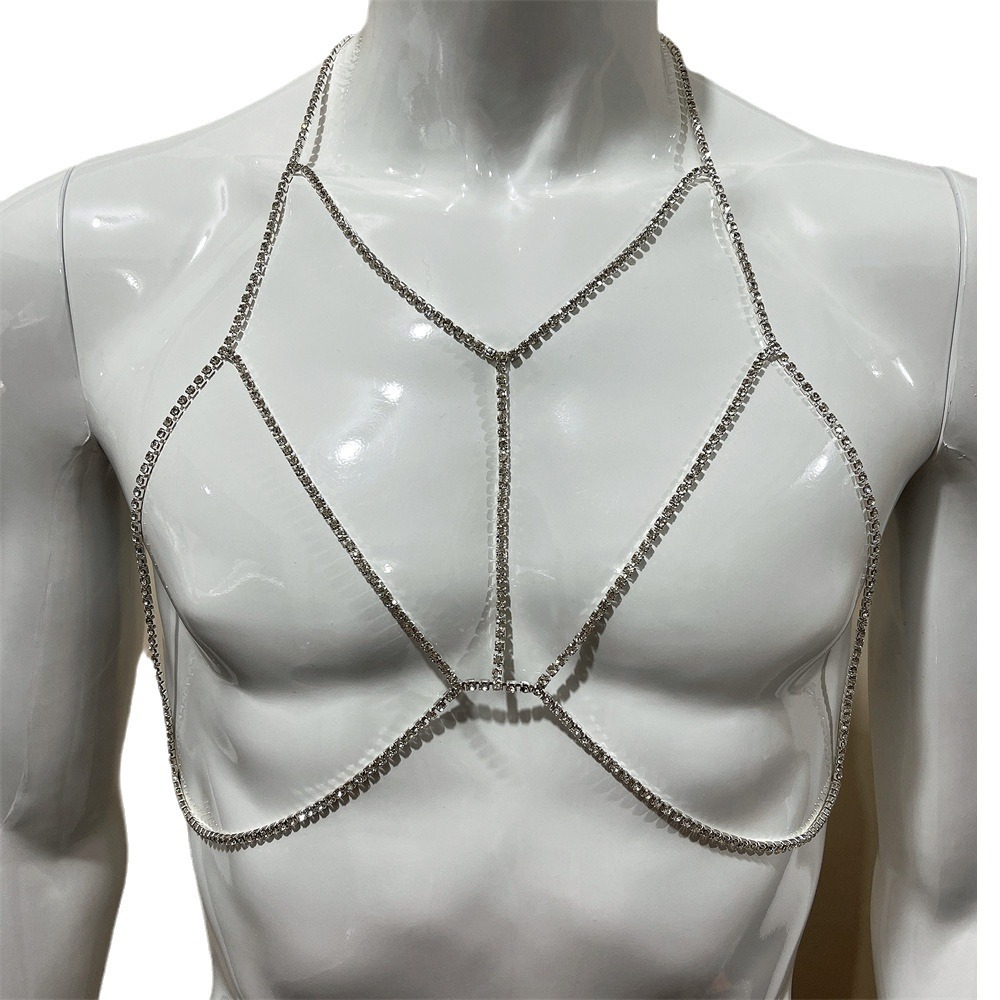 Picture of Europe and the United States cross-border hot rhinestone cross bra chain summer beach sexy crystal body chain accessories claw chain wholesale
