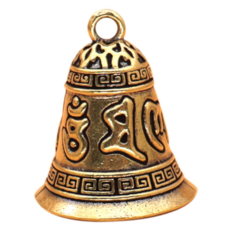 Brass keychain pure copper handmade six words mantra Bell car small pendant pendant accessories ornaments small commodity