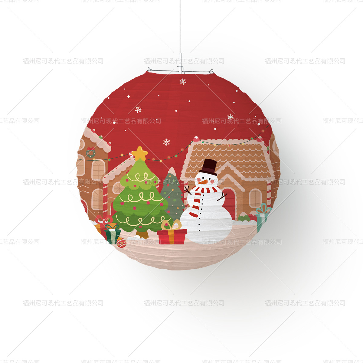 Picture of Cross-Border New Product Christmas Paper Lanterns Christmas Theme Christmas Eve Party Elk Snowman Lantern Decoration Supplies