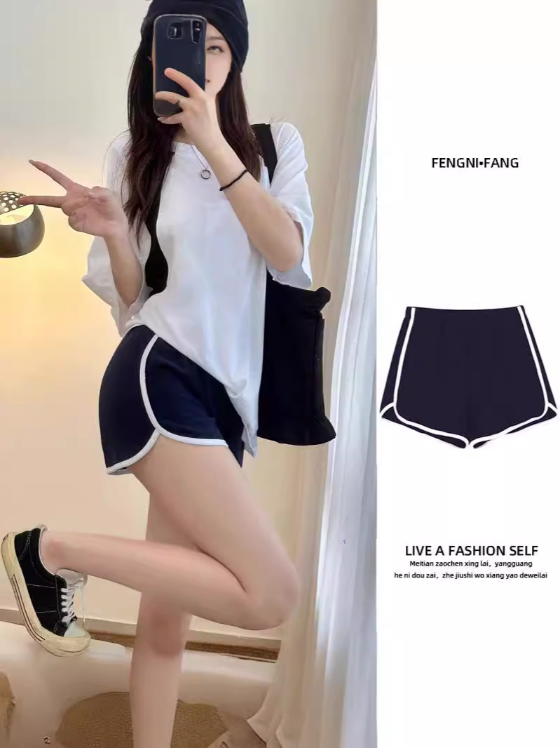 Sports Shorts Women's Casual Spring and Summer New High Waist Loose Bottoming Shorts Sexy Spice Girls Outer Wear Hip Hot Pants
