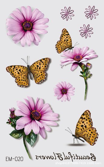 Picture of New Waterproof Sweat-proof Flower Tattoo Sticker Small Fresh Daisy Women's Face Arm Temporary Tattoo Sticker