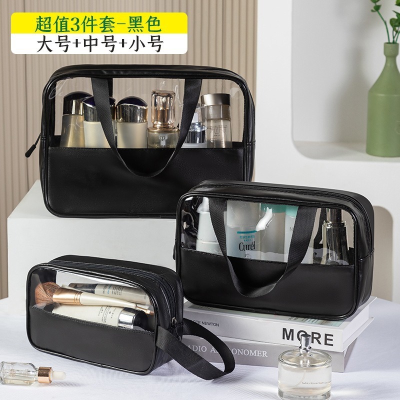 Picture of Portable Transparent Cosmetic Bag, Large Capacity, Portable Waterproof Toiletry Bag, Multi-Functional Storage Bag, Transparent Splicing