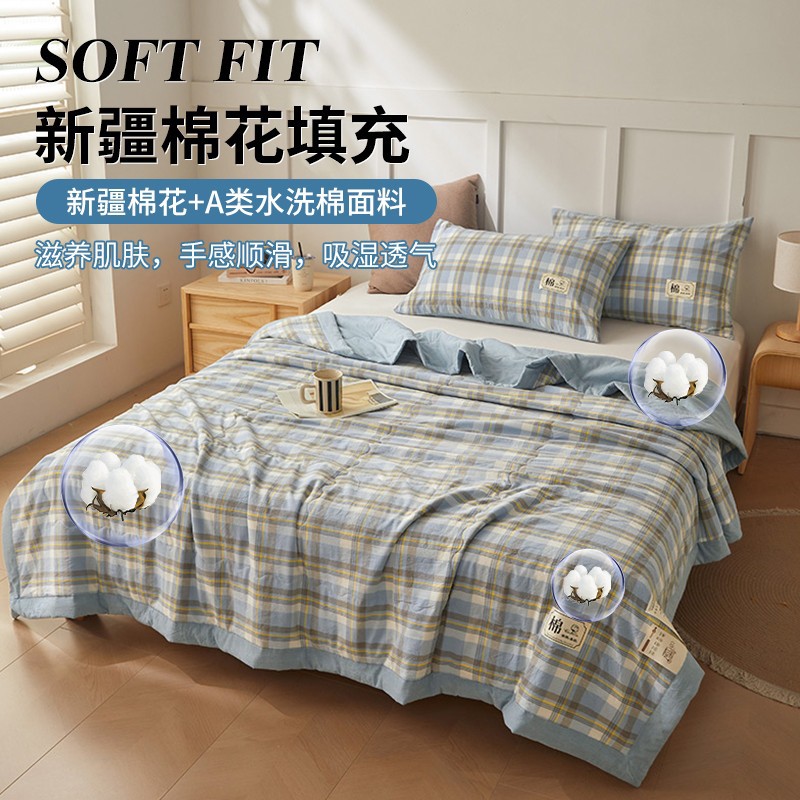 Picture of Class A Xinjiang cotton cotton summer quilt 100 cotton machine washable washable air conditioning single double summer thin quilt