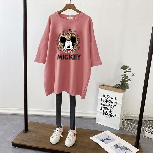 Picture of Pregnant Women's Summer Top T-shirt Mid-length Pure Cotton Short-sleeved Pregnant Women's T-shirt Loose plus size Korean Fashionable Base Shirt for Summer