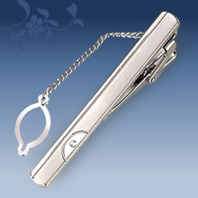Picture of Metal tie clip men's suit chain 140 simple flower type business atmosphere with drill tie clip