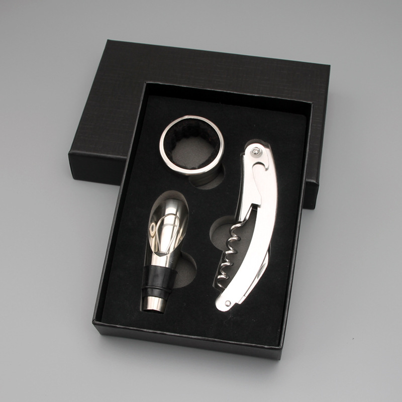 Picture of Bottle Opener Three-Piece Set Wine Tools Combination Cartons Pour Stop Drip Ring Bar Wine Tools Daily Gifts New
