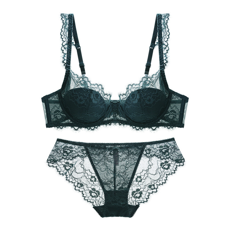 Picture of Cross-border European and American Sexy Bra Lace Pure Thin Big Chest Small Bra Women's Summer Gather-up Bra suit