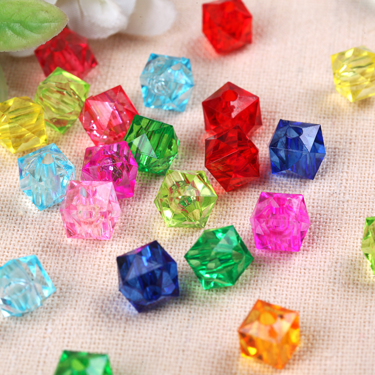 Beads Loose Beads Tissue Box Material Transparent Square Beads 10mm Acrylic DIY Beaded Jade Cabbage Fruit Plate 0.5kg Pack