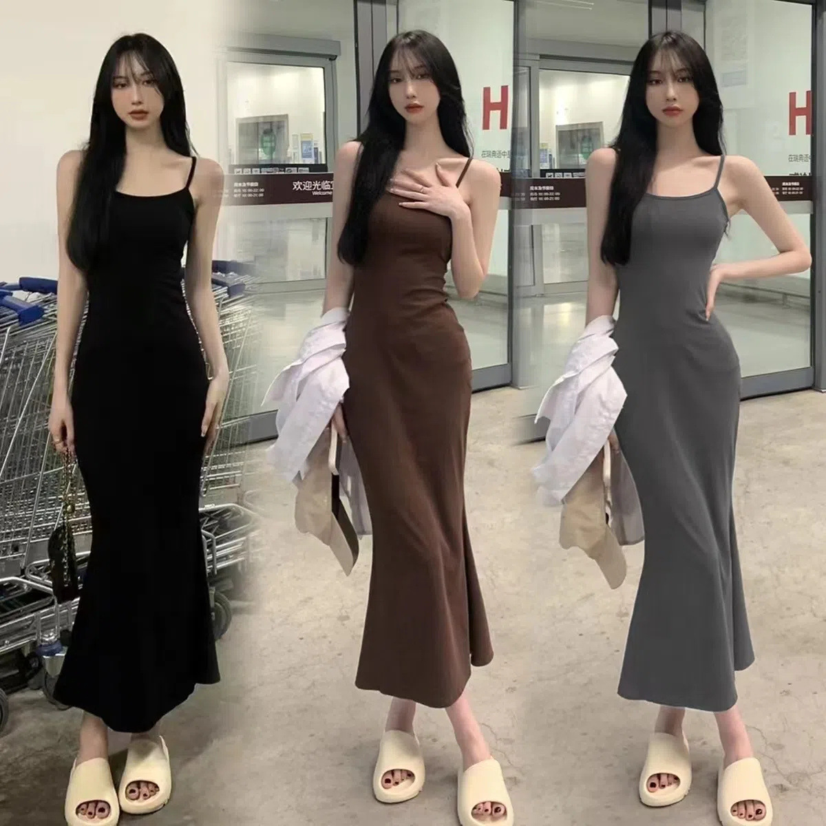 Amazon cross-border supply foreign trade women's hot girl waist strap dress women's summer temperament fishtail hip skirt