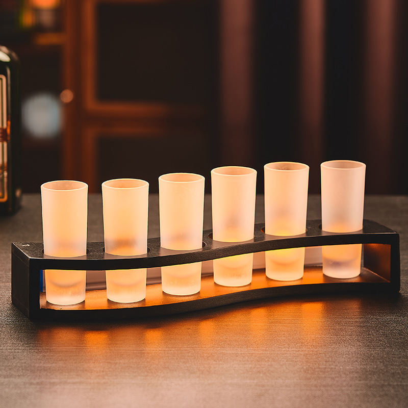 Creative Bar Mixing Glass Liquor Glass Shot Shot Bamboo and Wood Cup Holder Cocktail Cup