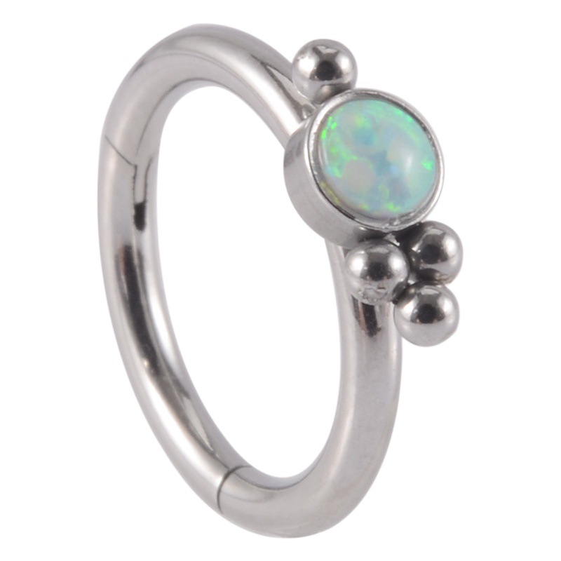 Cross-Border New Opal Nose Ring Stainless Steel Diamond Multi-Steel Ball Closed Earrings Personalized Seamless Piercing Nose Ring
