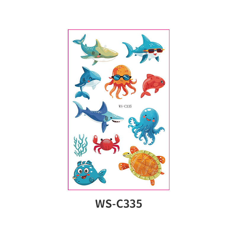 Picture of Spot Wholesale Children's Cartoon Original Tattoo Stickers Marine Animal Summer Tattoo Stickers Dolphin Shark Little Whale