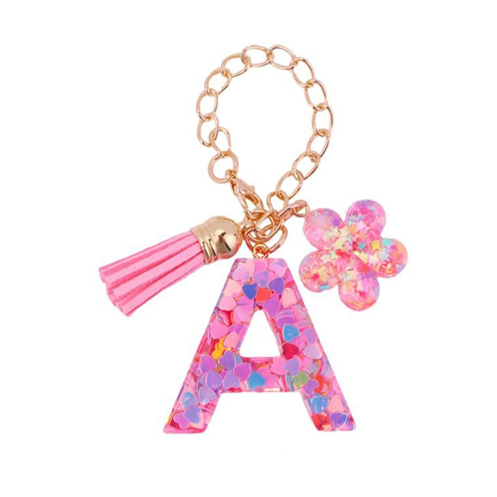 Wholesale Cute Flower 26 Alphabet Cup Chain Keychain Stanley Handle Accessories European and American Ladies Bag Key Chain