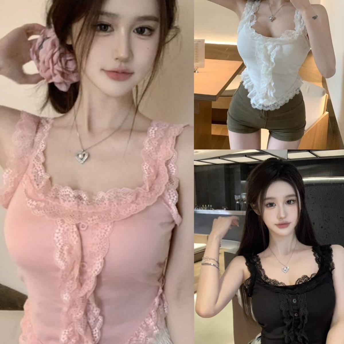 A075# pure wind lace with chest pad solid color wear comfortable beautiful back ladies camisole jacket