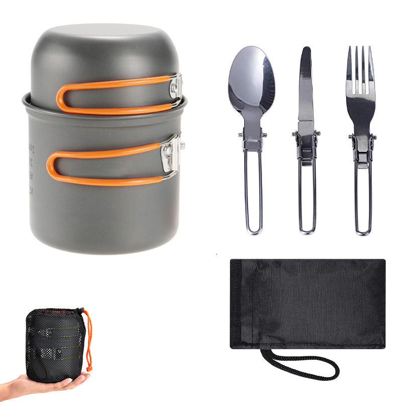 Picture of Outdoor Pot Set for 1-2 People, Portable Camping Cookware with Tableware, Ds-101 Pot Set, Cross-Border Supply