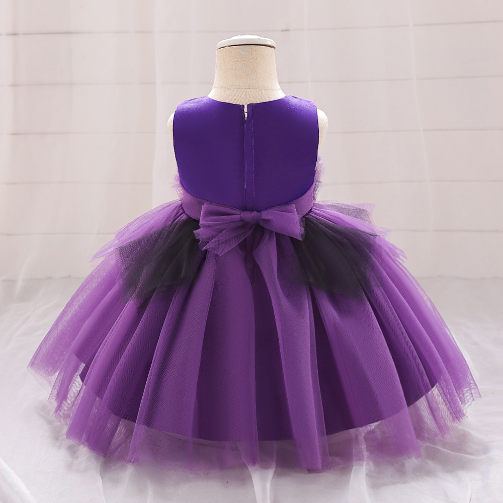 Picture of European and American Foreign trade new baby dress contrast color three-dimensional flower wedding dress pettiskirt girl mesh dress