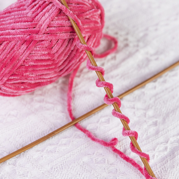 Picture of snowball warm wool diy hand woven chenille thick thread gold velvet blanket scarf hook doll ice thread