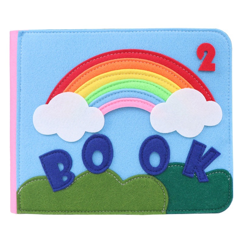Cross-Border felt early teaching kindergarten busy story book 3D Rainbow Book non-woven washable wholesale