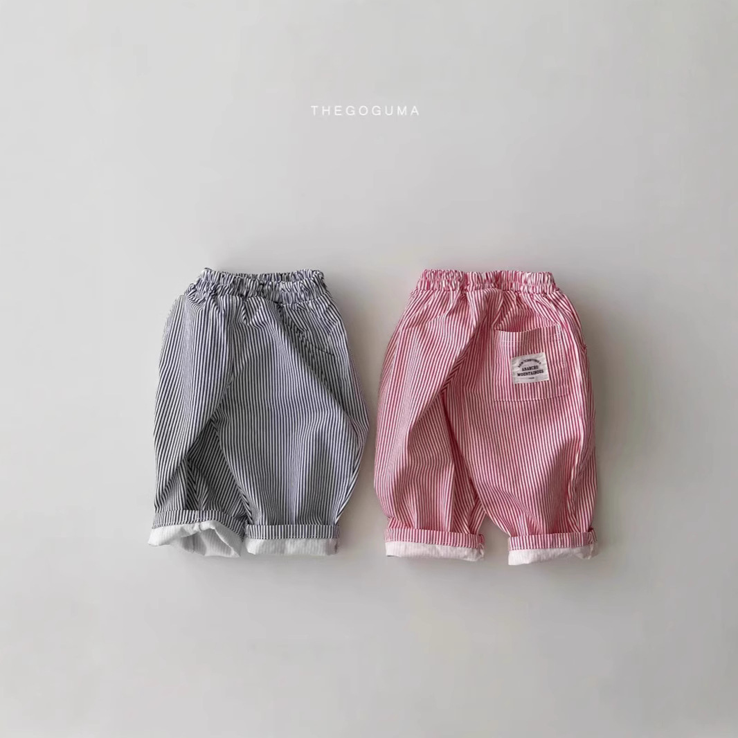 Korean Style Children's Clothing 25 Summer New Style Kindergarten Boys and Girls Vertical Stripesd Casual Versatile Children's Nine-Point Pants