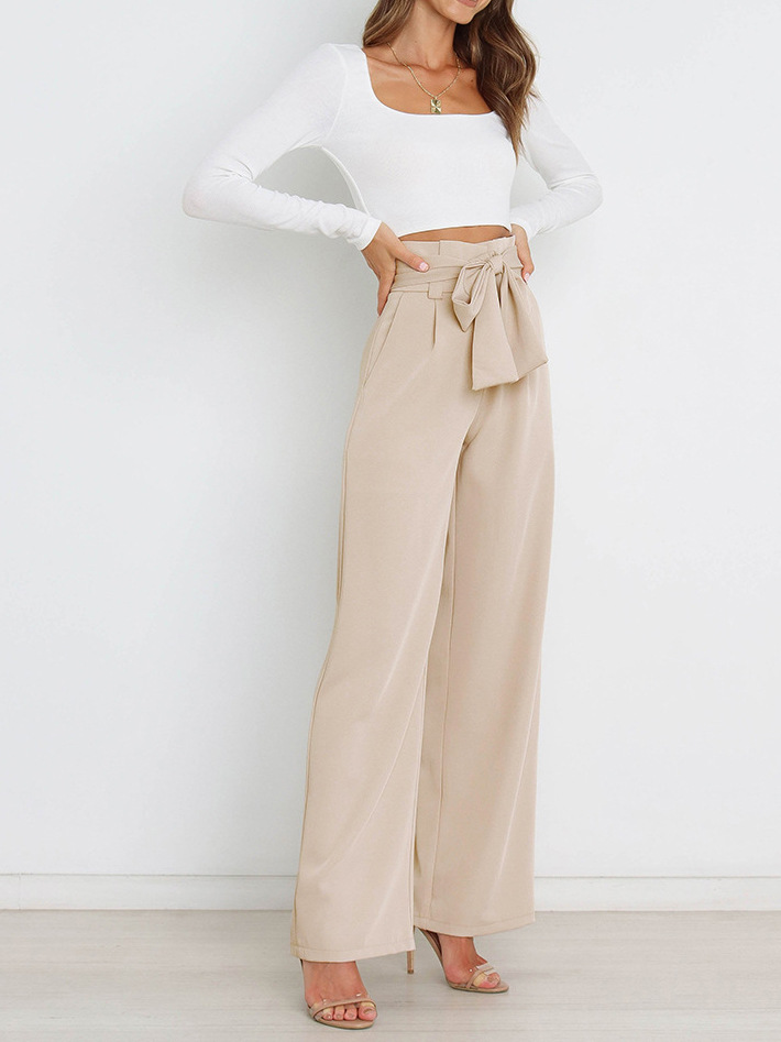 European and American Foreign Trade Women's Clothing Amazon Women's High Waist Casual Pants Fashion Workplace Pants Women's All-match Wide Leg Pants