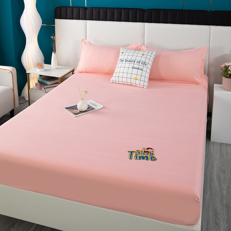 Picture of Bed sheet single-piece fitted sheet all-inclusive bedspread mattress protective cover washed cotton summer maternal and child washed cotton fitted sheet three-piece set