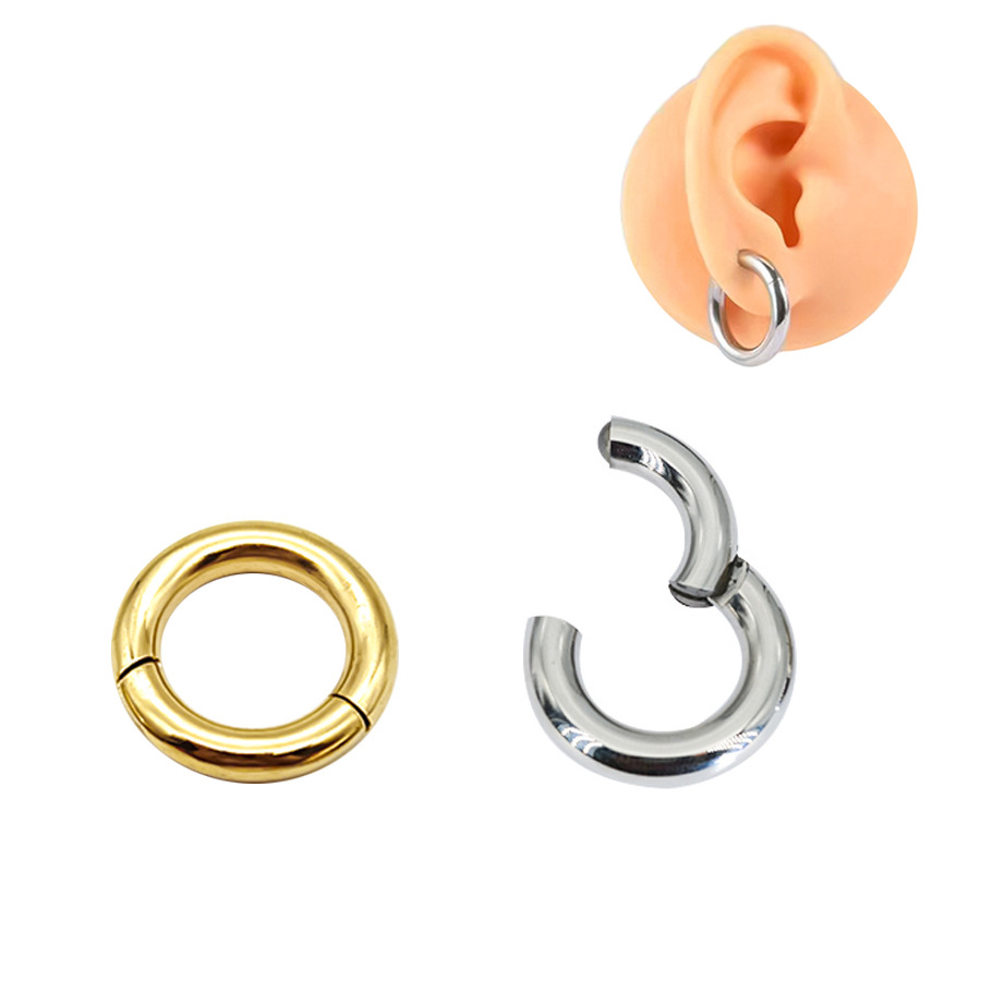 Cross-border stainless steel closed nose ring large size human body puncture lip ring simple human body basic ring ear cartilage universal