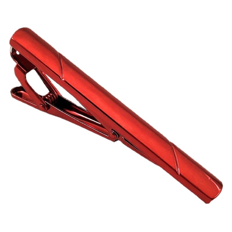 Summer set red clip color tie clip metal simple men's silver accessories tie clip business