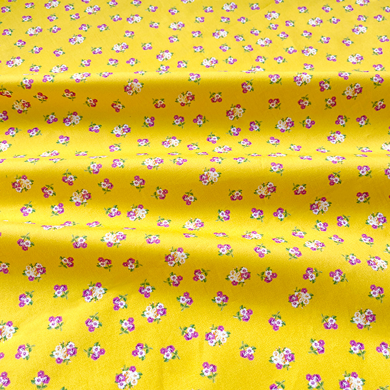 Orange Background Small Flower Cotton 60 Count Poplin Digital Printing Fabric Clothing Women's Dress Shirt Short Skirt Fabric