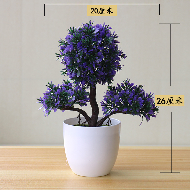 Picture of Sakura Snowball Simulated Plant Potted Grass Ball Bonsai Small Tree Home Decoration Flower Ornament Creative Mini Small Round Ball