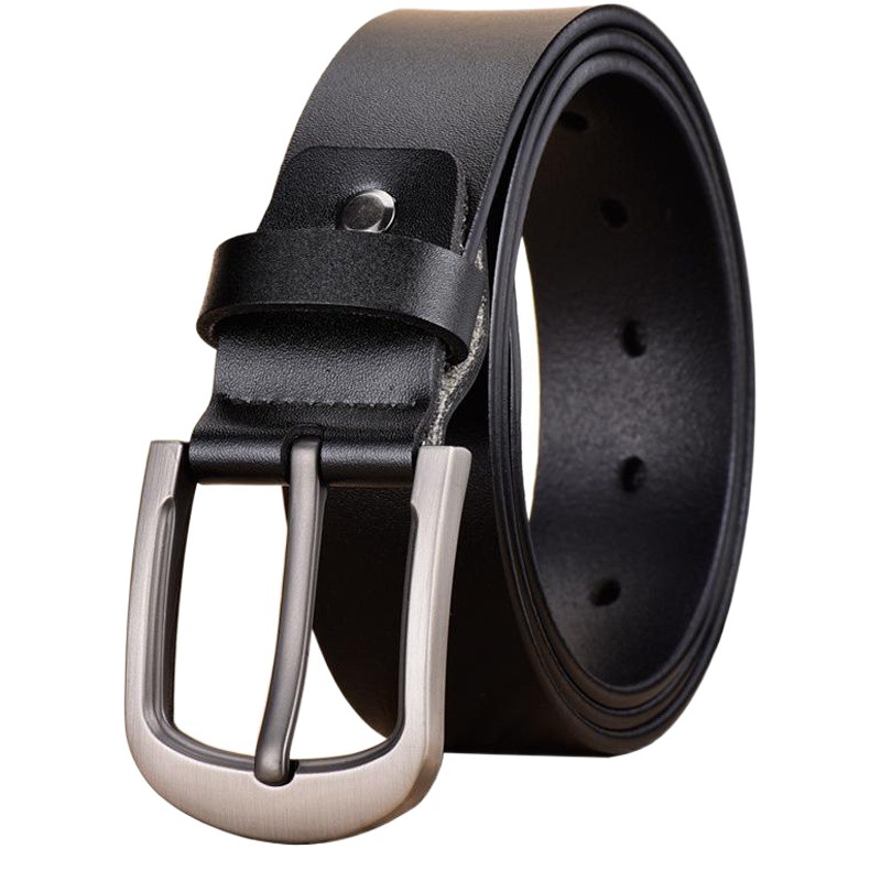 Foreign trade leather belt men's wholesale cowhide all-match men's leather belt can be pressed LOGO pin buckle belt men