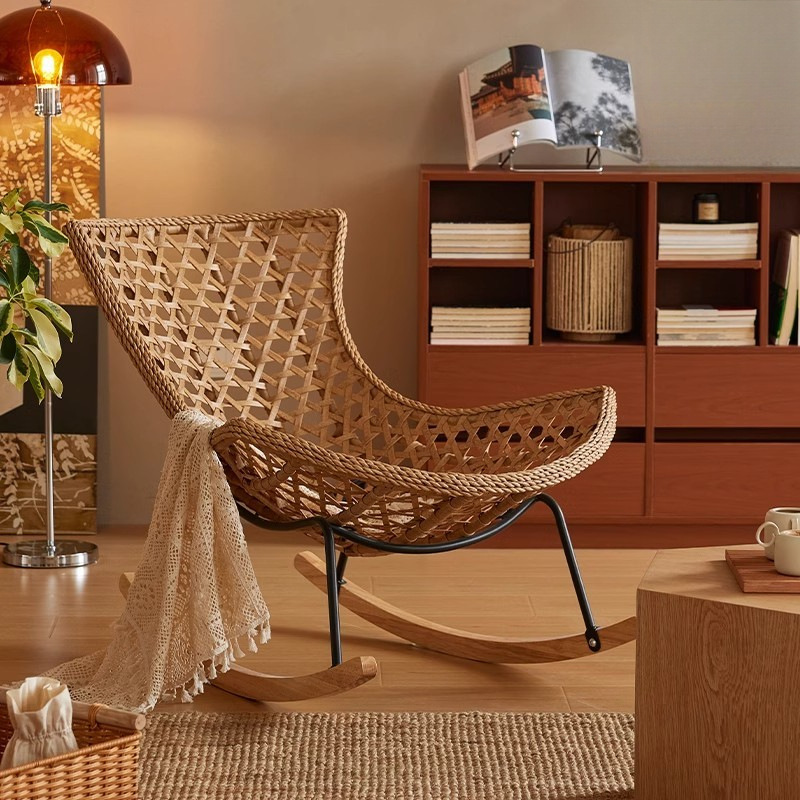 2025 New American Rattan Lobster Chair Outdoor Leisure Single Lounge Chair Internet Celebrity Popular Balcony Rattan Chair New Style